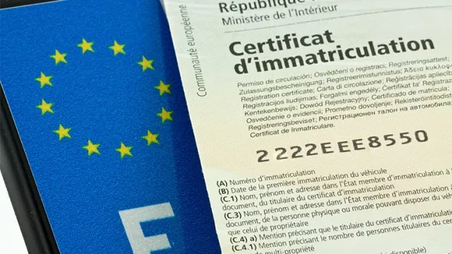 Un certificat d'immatriculation émis par le ministère de l'Intérieur